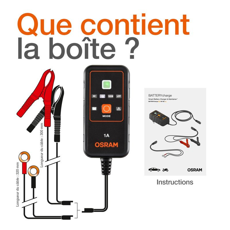 Chargeur de maintenance 6/12V OSRAM OEBCS901 1A (3)