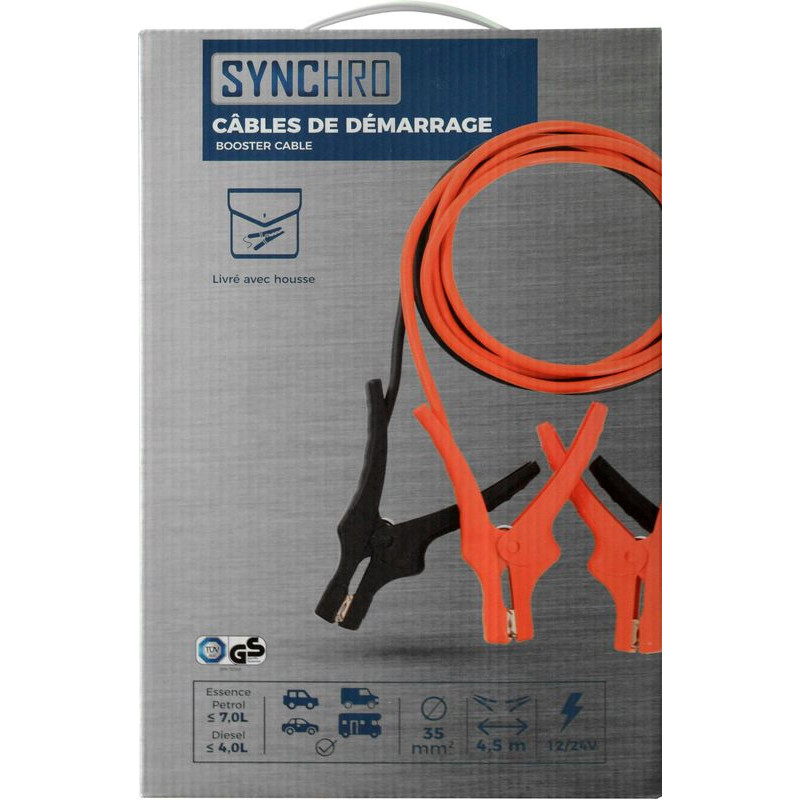 Câbles de démarrage 35mm2 - 4,5m - pour moteur à essence jusqu´à 7L de cylindré et diesel jusqu´à 4L (2)