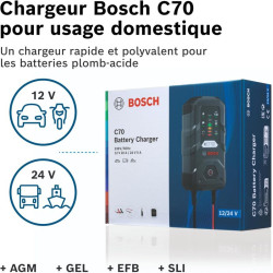 Chargeur de batterie automatique 12/24V 10A - BOSCH C70 (3)