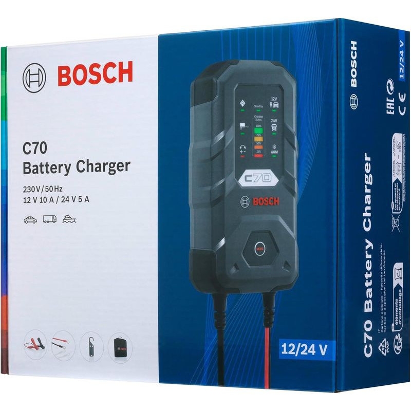 Chargeur de batterie automatique 12/24V 10A - BOSCH C70 (4)