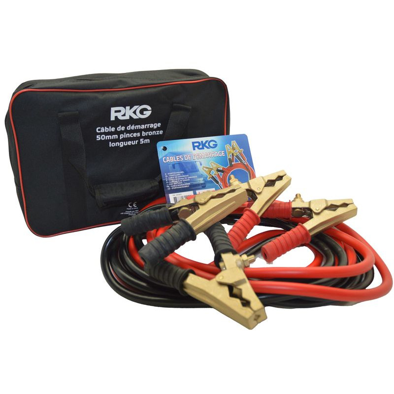 Câbles de démarrage Pro 50mm² 5m 1000A RKG - Pinces en cuivre/laiton (1)