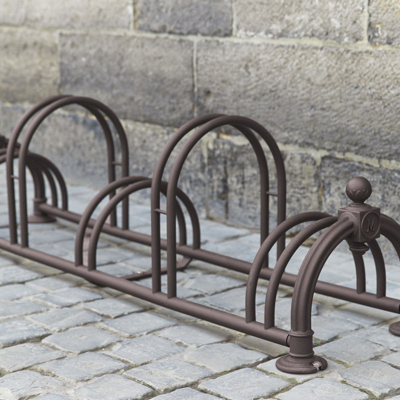 Râtelier à vélos 5 Vélos - 2 Niveaux modèle Versailles Marron - Mottez B129USRG (2)
