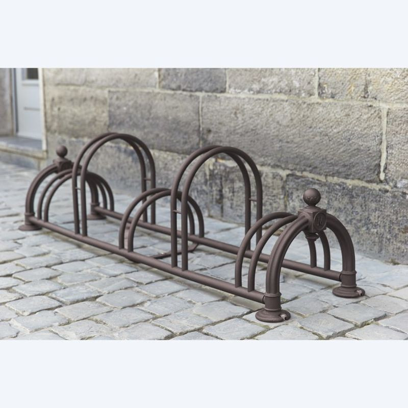 Râtelier à vélos 5 Vélos - 2 Niveaux modèle Versailles Marron - Mottez B129USRG (1)