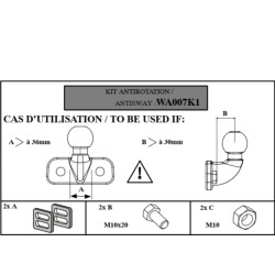 Kit antirotation plaque vissée -  Mottez A007K1