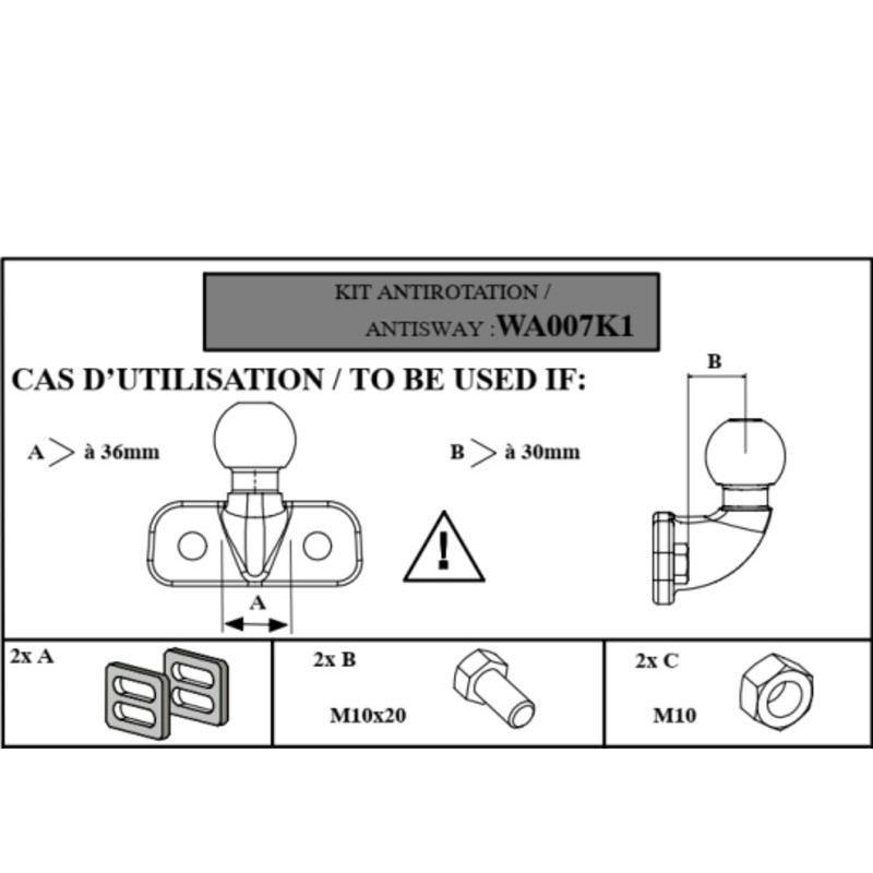 Kit antirotation plaque vissée -  Mottez A007K1 (1)