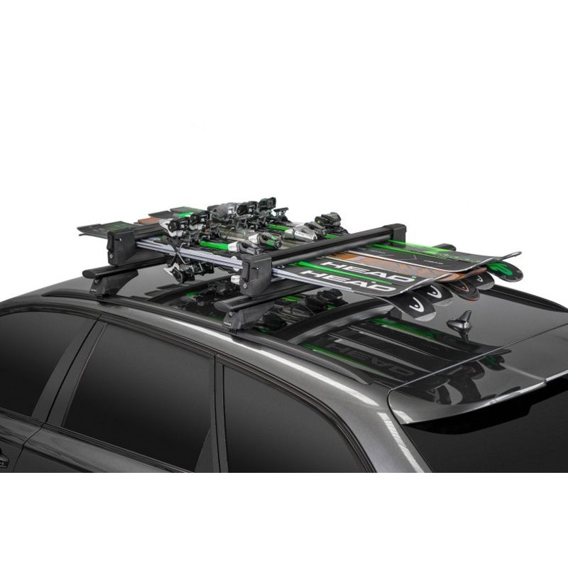 Porte-Skis Aluminium sur Barres de Toit avec Serrures - 6 Paires Skis ou 4 Surfs - Menabo Yelo Black (2)