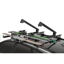 Porte-Skis Aluminium sur Barres de Toit avec Serrures - 6 Paires Skis ou 4 Surfs - Menabo Yelo Black (3)