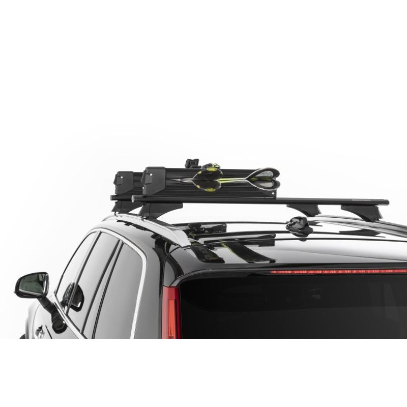 Porte-Skis Aluminium sur Barres de Toit avec Serrures - 4 Paires Skis ou 2 Surfs - Menabo Yelo 4NS Black (3)