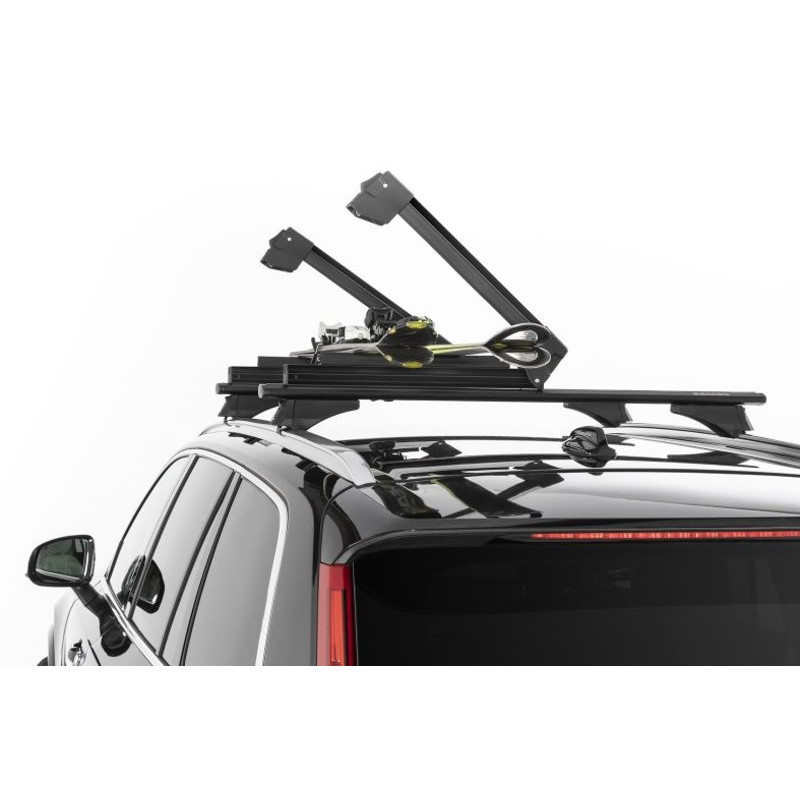 Porte-Skis Aluminium sur Barres de Toit avec Serrures - 4 Paires Skis ou 2 Surfs - Menabo Yelo 4NS Black (4)