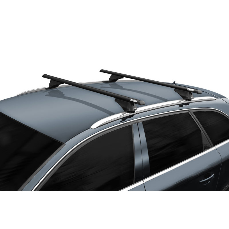 Barres de toit Aluminium Noir pour Nissan Qashqai de 2014 à 2021 - avec barres longitudinales. (1)