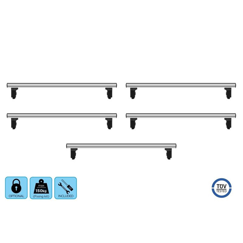 Jeu de 5 Barres de toit Pro Aluminium pour Renault Master dès 2010 (4)