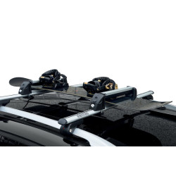 Porte-Skis sur Barres de Toit 4 Paires de Skis ou 2 Surfs avec Rehausses - Menabo White Bear 4