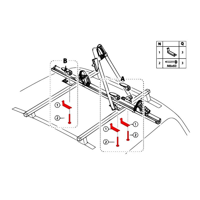 Kit fixation barres de toit acier pour JUZA et CHRONOS SX (2)