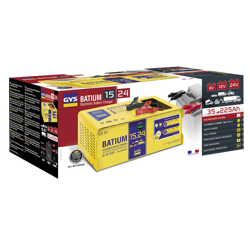 Chargeur automatique pour tous types de batteries Plomb (gel, liquide, AGM, VRLA) 6/12/24 V - GYS Batium 15.24 (2)