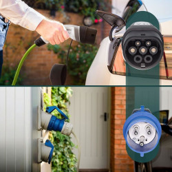 Chargeur Mobile pour véhicules électriques ou Hybrides Rechargeables - Prise Camping-Car (CEE Blue) vers Type 2 - 3,7kW - 5m (4)