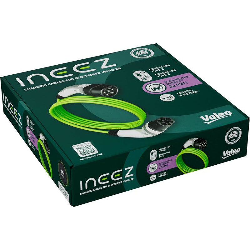 Câble de Charge pour véhicules électriques ou Hybrides Rechargeables Type 2 vers Type 2 - 22kW - 5m - Valeo Ineez - 652105 (4)