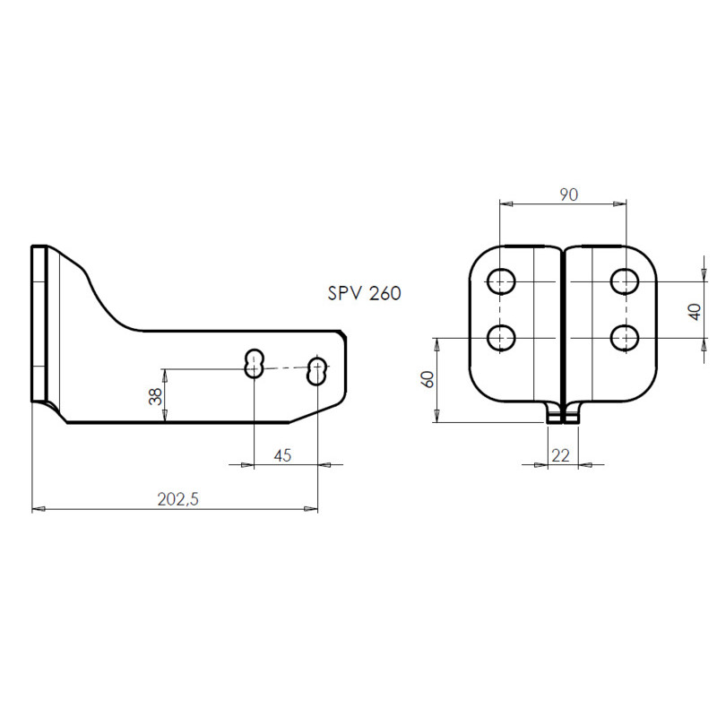 Adaptateur rotule Col de cygne SPV260 - 4 trous - entraxe 45mm - epaisseur 22mm (2)