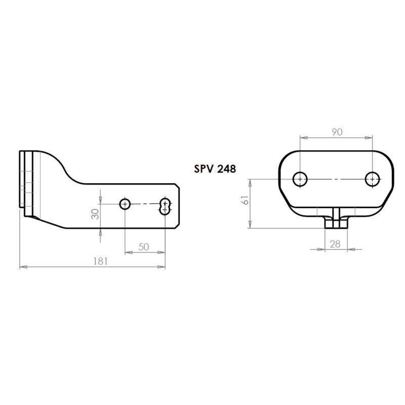 Adaptateur rotule Col de cygne SPV248 - 2 trous - entraxe 50mm - epaisseur 28mm (2)