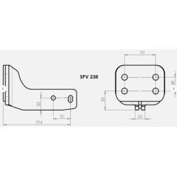 Adaptateur rotule Col de cygne SPV238 - 4 trous - entraxe 50mm - epaisseur 28mm (2)
