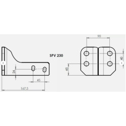Adaptateur rotule Col de cygne SPV230 - 4 trous - entraxe 45mm - epaisseur 22mm (2)