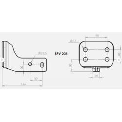 Adaptateur rotule Col de cygne SPV208 - 4 trous - entraxe 50mm - epaisseur 28mm (2)