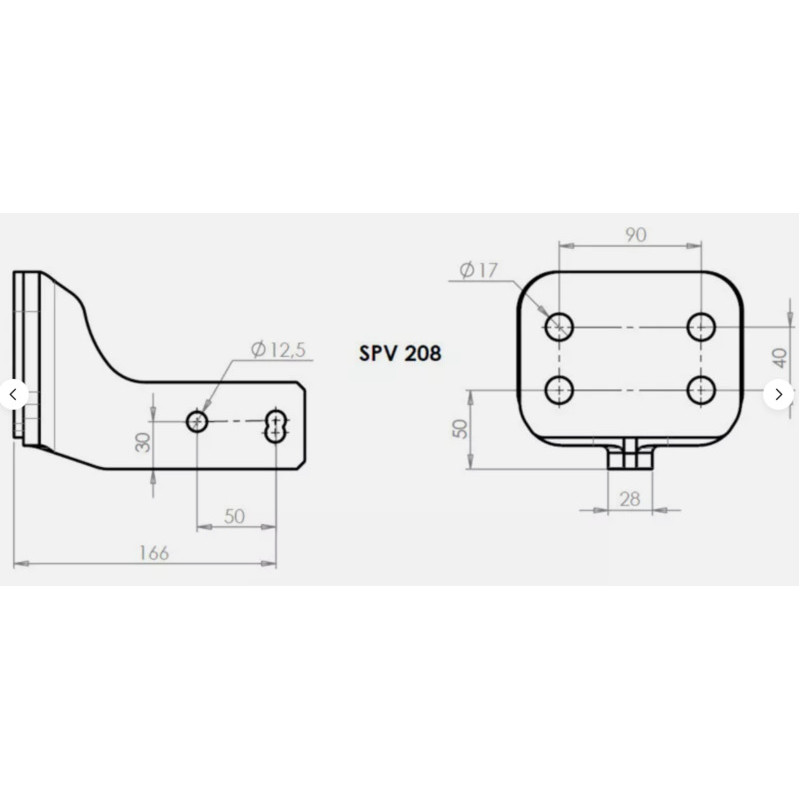 Adaptateur rotule Col de cygne SPV208 - 4 trous - entraxe 50mm - epaisseur 28mm (2)