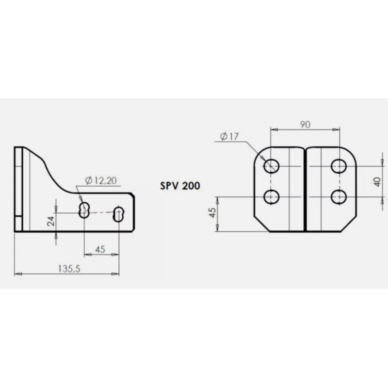 Adaptateur rotule Col de cygne SPV200 - 4 trous - entraxe 45mm - epaisseur 22mm (2)